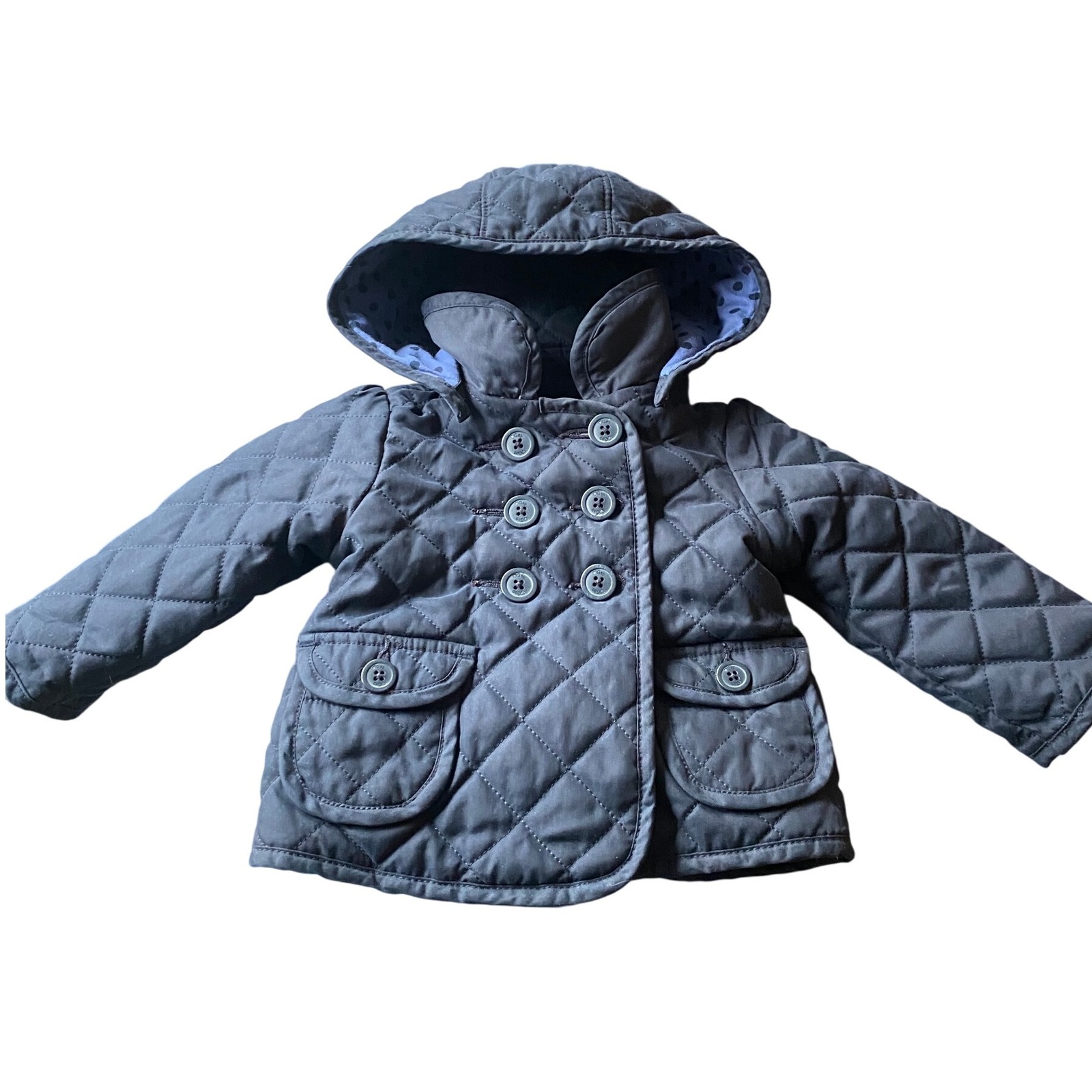 Baby Gap Quilted Hooded Navy Blue Jacket Toddler 12 18 Months Scandigirl Winter
